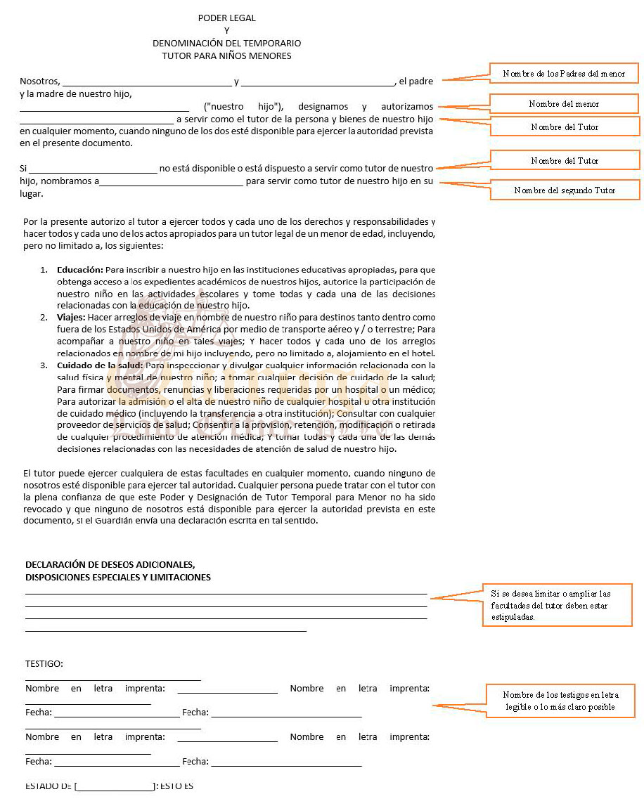 Poder de Custodia Temporal - Quiroga Law Office, PLLC