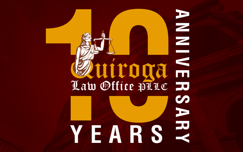 Quiroga Law Office 10th Anniversary Logo