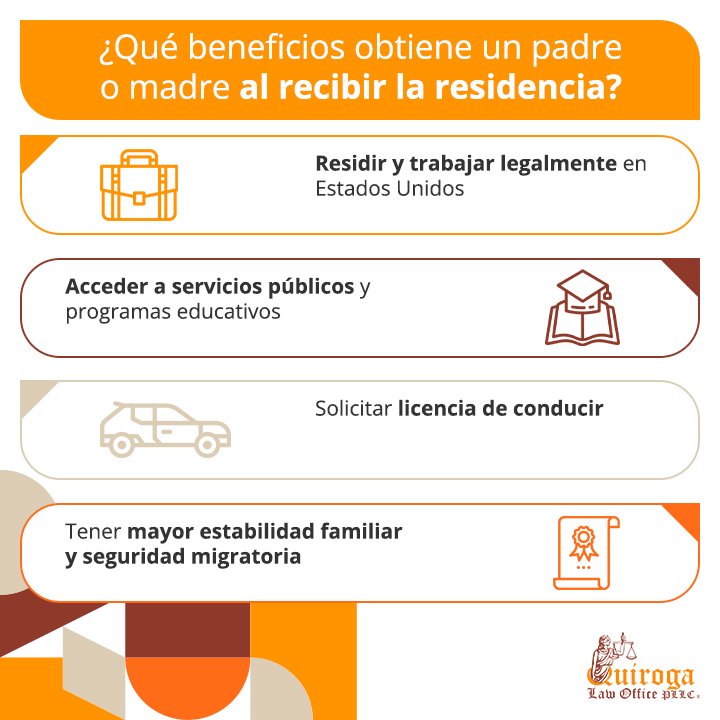 Qué beneficios obtiene un padre o madre al recibir la residencia