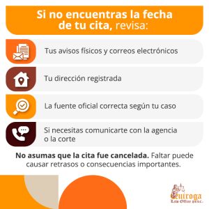 Si no encunetras la fecha de tu cita, revisa